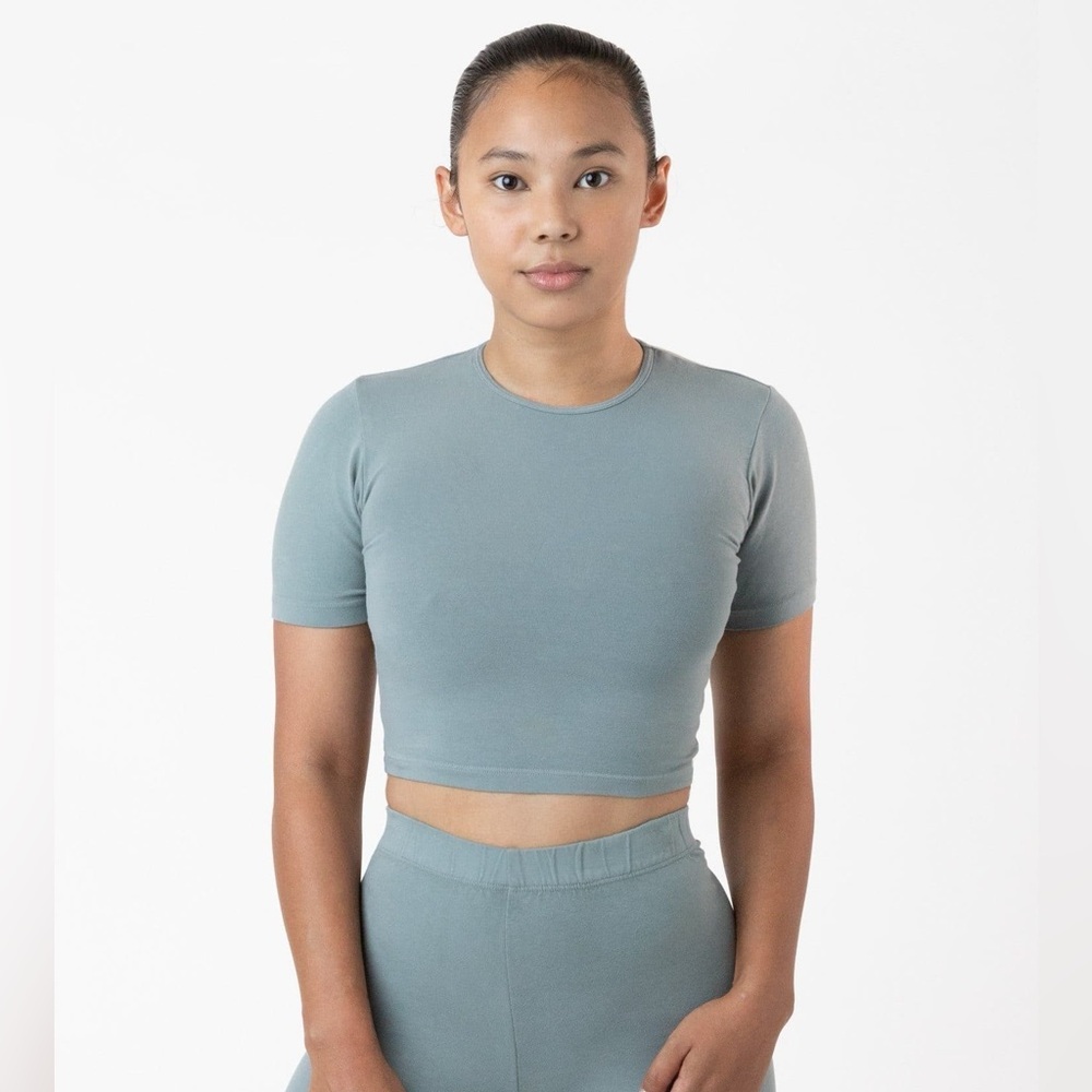 Los Angeles Apparel Green Cotton Spandex crop top size M/L
